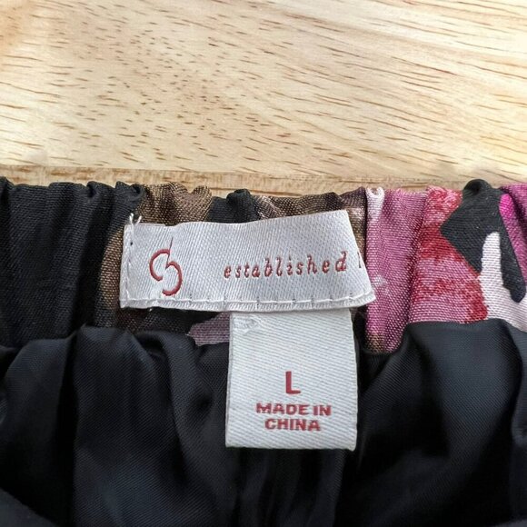 CB Established 1962 Floral A-Line Skirt Pleated Waist Black/Multi Size Large Zip - Picture 7 of 8